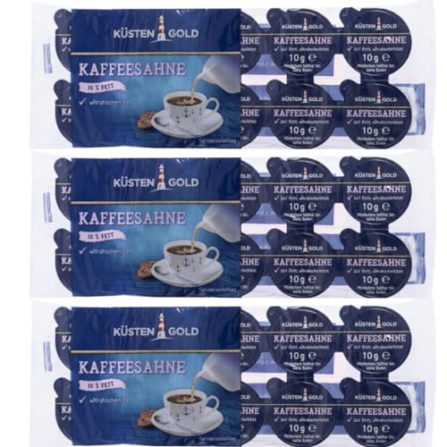 Küstengold Kaffeesahne 10% Fett 10 Stück x 10 gramm x 3 Packungen von Pufai