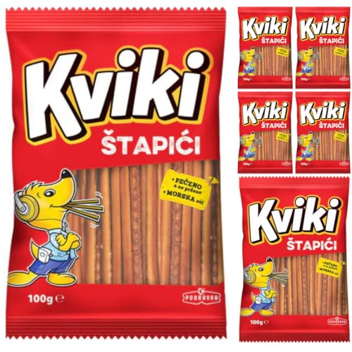 Kviki Salzstangen Crackers, 100 Gramm Tüte, 6er von Pufai