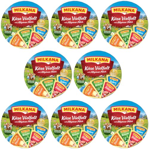 Milkana Schmelzkäse-Ecken Käse Vielfalt Platte 8 leckere Ecken Frischkäse käse (8x23,75gr) 190 gramm x 8 STÜCK [Frischegarantie] von Pufai