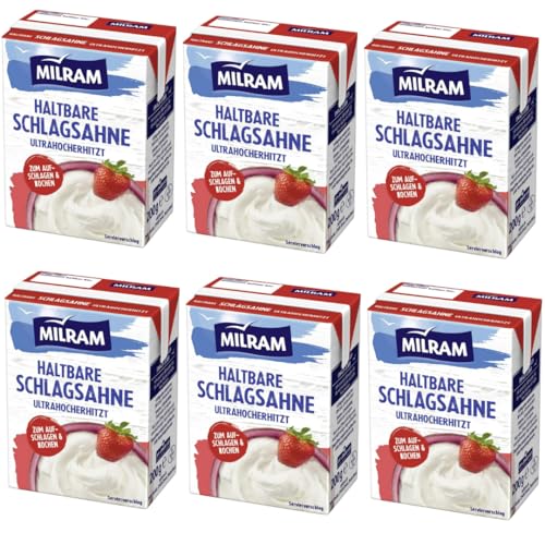 Milram Schlagsahne, H-Schlagsahne 30% Dessert- und Fertigsahne 200 Gramm Schlagsahne x 6 Stück von Pufai