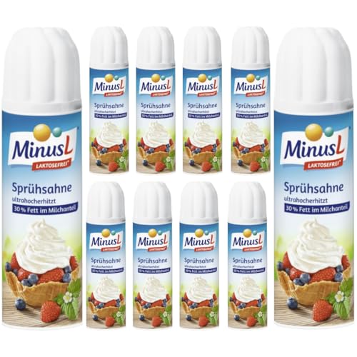 Minus-L Sprühsahne Cremig Sahne zum Kochen 30% Fett 250 gramm x 10 STÜCK mit Pufai Grocery von Pufai