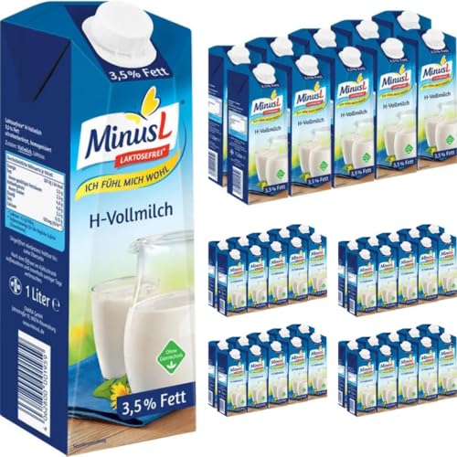 MinusL Milch Laktosefreie H-Milch 3,5% Fett Haltbare Milch, je 1 Liter, 50 Stück+ pufai von Pufai