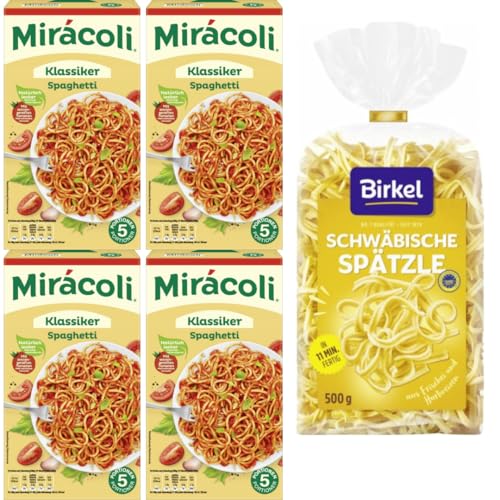 Mirácoli Spaghetti mit Tomatensauce 634 Gramm x 4 Stück + Birkel's No. 1 Schwäbische Spätzle Pasta Nudeln 500 gramm von Pufai