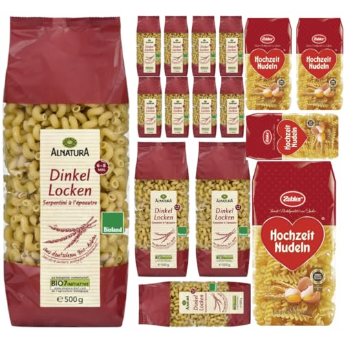 Mit Pufai Grocery, Alnatura Dinkel Locken Nudeln pasta nudeln 500 gramm x 12 Stück + Zabler Hochzeit Nudeln Spirelli 500 Gramm X 4 STÜCK von Pufai