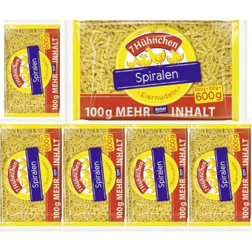 Mit Pufai Grocery, Birkel 7 Hühnchen Eiernudeln Spiralen Nudeln Spiralnudeln 600 gramm x 6 Stück von Pufai