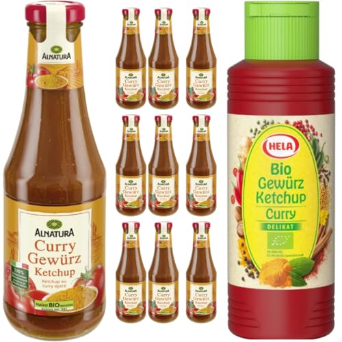 Mit Pufai Grocery, Curry-Gewürz Ketchup 500 ml x 10er + Hela Gewürz Ketchup Curry delikat 300 Mililiter von Pufai