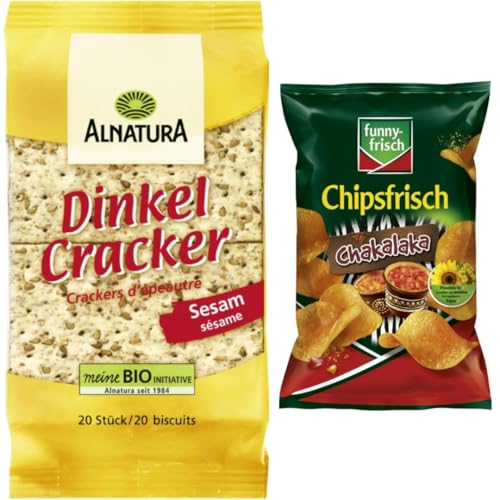 Mit Pufai Grocery, Dinkel Cracker Sesam 100 Gramm, Funny-frisch Chipsfrisch Chakalaka Chips Cracker 150 gramm x 1 Stück von Pufai