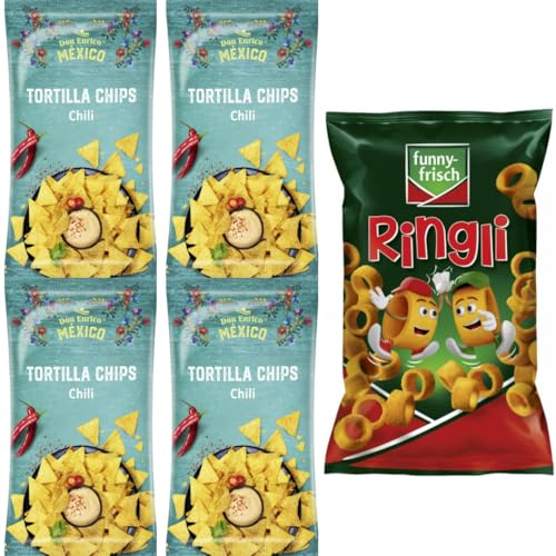 Mit Pufai Grocery, Don Enrico Mexico Tortilla Chips Chili 175 Gr x 4er + Funny-frisch Ringli Paprika chips crackers 75 gramm von Pufai