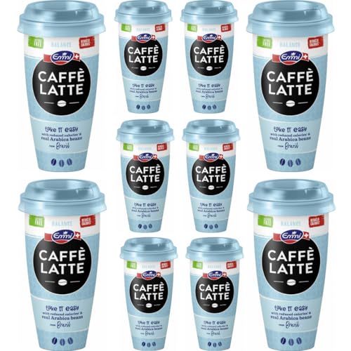 Mit Pufai Grocery, Emmi Caffè Latte Balance Milchmischerzeugnis aus Vollmilch und Sahne mit frisch gebrühtem Kaffee 230 Mililiter x 10 STÜCK [Frischegarantie] von Pufai