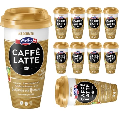 Mit Pufai Grocery, Emmi Caffè Latte Macchiato Milchmischerzeugnis aus Vollmilch und Sahne mit frisch gebrühtem Kaffee 230 Mililiter x 10 STÜCK [Frischegarantie] von Pufai