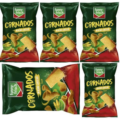 Mit Pufai Grocery, Funny-frisch Cornados Nacho Cheese Chips Cracker 80 gramm x 5 Stück von Pufai