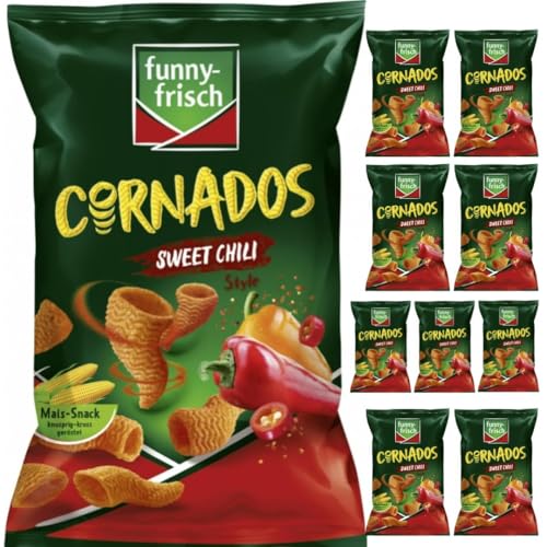 Mit Pufai Grocery, Funny-frisch Cornados Sweet Chili Chips Cracker 80 gramm x 10 Stück von Pufai