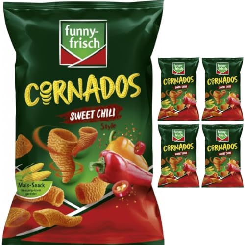 Mit Pufai Grocery, Funny-frisch Cornados Sweet Chili Chips Cracker 80 gramm x 5 Stück von Pufai