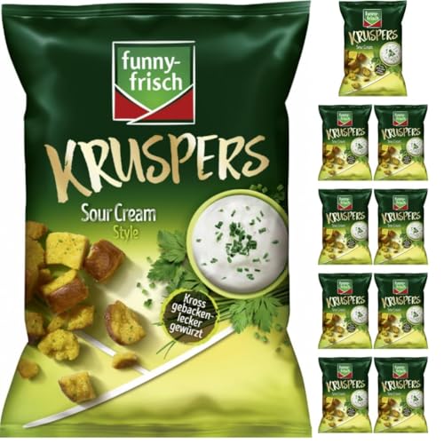 Mit Pufai Grocery, Funny-frisch Kruspers Sour Cream Chips Cracker 120 gramm x 10 Stück von Pufai