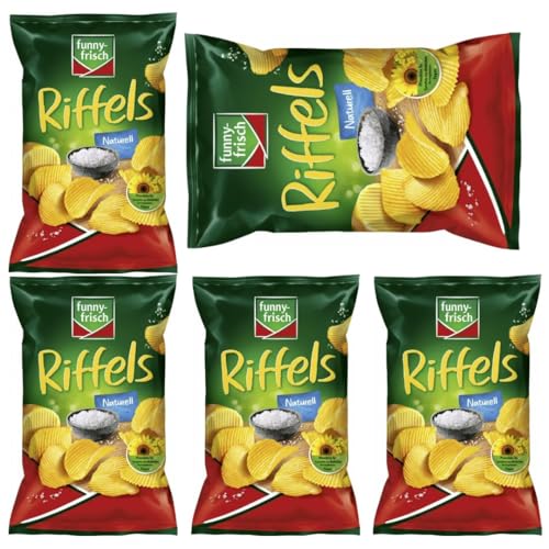 Mit Pufai Grocery, Funny-frisch Riffels naturell Chips Cracker 150 gramm x 5 Stück von Pufai