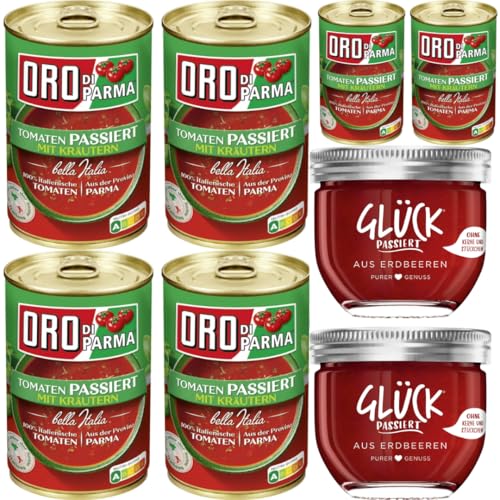 Mit Pufai Grocery, Glück passiert aus Erdbeeren 230 Gramm x 2 STÜCK + Oro di Parma Tomaten passiert mit Kräutern 400 gramm x 6 STÜCK von Pufai