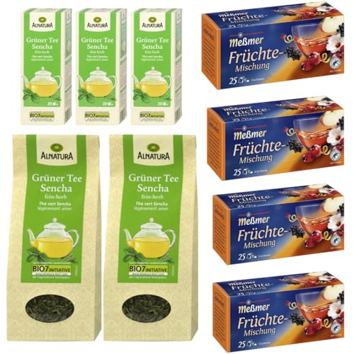 Mit Pufai Grocery, Grüner Tee Sencha 20ST 30G x 3er, Grüner Tee Sencha lose 75G x 2er, Meßmer Früchte-Mischung Tee 25 STÜCK X 3 gramm x 4 er Pack von Pufai