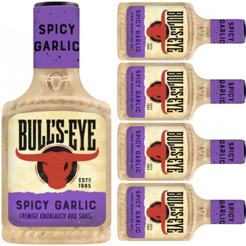 Mit Pufai Grocery, Heinz Bulls-Eye Spicy Garlic BBQ Sauce Knoblauchsauce Barbecuesauce mit Knoblauch und Chili 300 Mililiter x 5 STÜCK von Pufai