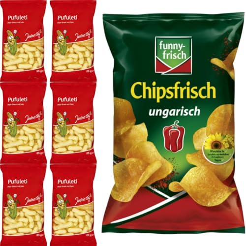 Mit Pufai Grocery, Jeden Tag Pufuleti Mais-Snack mit Salz 85 gr x 6er, Funny-frisch Chipsfrisch Ungarisch Chips Cracker 150 gramm von Pufai