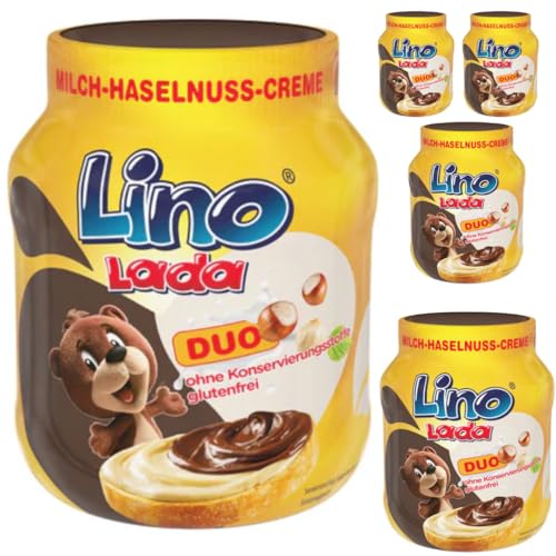 Mit Pufai Grocery, Lino Lada Duo - Milch und Haselnuss Creme Chocolate Spreads Schokoladenaufstriche 350 Gramm x 5 STÜCK von Pufai