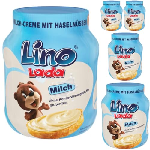 Mit Pufai Grocery, Lino Lada Milch und Haselnuss Creme Chocolate Spreads Schokoladenaufstriche 350 Gramm x 5 STÜCK + pufai von Pufai