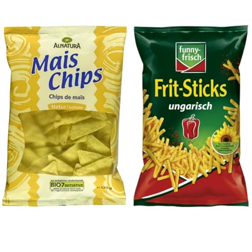 Mit Pufai Grocery, Mais Chips Natur 125 Gramm, Funny-frisch Frit Sticks ungarisch Chips Cracker 100 gramm von Pufai