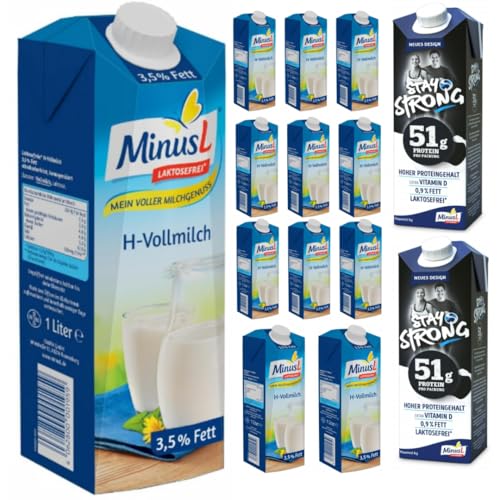 Mit Pufai Grocery, Minus L H-Milch 3,5% Fett laktosefrei 1000 Mililiter x 12 STÜCK mit L Stay Strong H-Milch Hoher Proteingehalt 1000 Mililiter X 2 STÜCK von Pufai