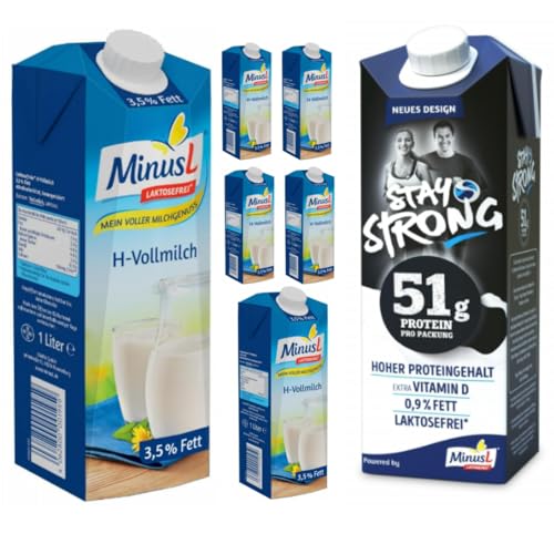 Mit Pufai Grocery, Minus L H-Milch 3,5% Fett laktosefrei 1000 Mililiter x 6 STÜCK mit L Stay Strong H-Milch Hoher Proteingehalt 1000 Mililiter von Pufai