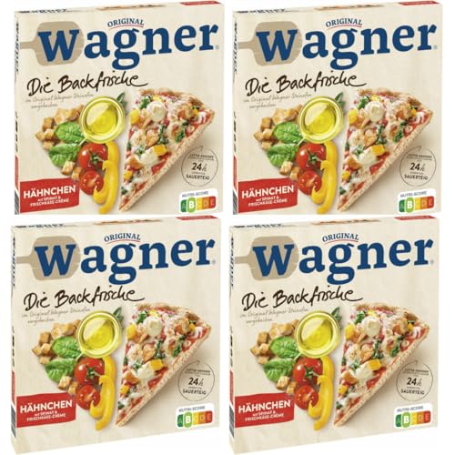 Mit Pufai Grocery, Original Wagner Die Backfrische Pizza Hähnchen Pizza 370 Gramm x 4 STÜCK [Frischegarantie] von Pufai