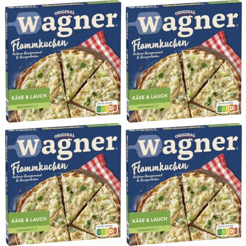 Mit Pufai Grocery, Original Wagner Pizza Flammkuchen Käse & Lauch Pizza 320 Gramm x 4 STÜCK [Frischegarantie] von Pufai