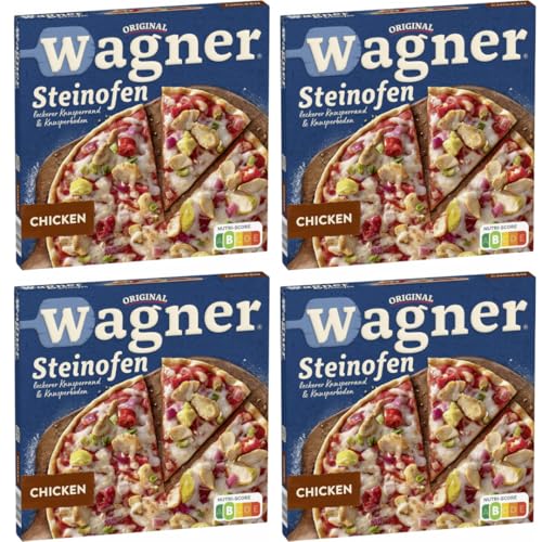 Mit Pufai Grocery, Original Wagner Steinofen Pizza Chicken Pizza 350 Gramm x 4 STÜCK [Frischegarantie] von Pufai