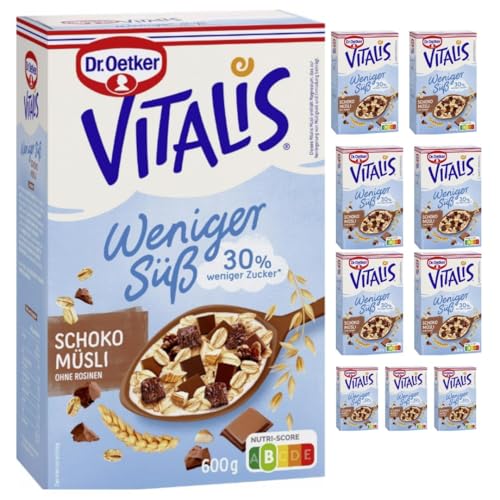 Mit Pufai Grocery, Vitalis Weniger süß Schoko Müsli Knusper Müsli 600 g X 10 Packungen von Pufai