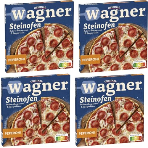 Mit Pufai Grocery, Wagner Steinofen Pizza Peperoni Pizza 320 Gramm x 4 STÜCK [Frischegarantie] von Pufai