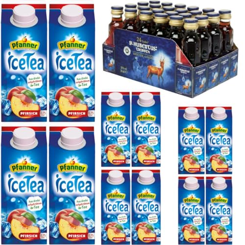 Mit St. Hubertus Likör Geschenk (24 Flasche), Pfanner Ice Tea Pfirsich Eistee & Teemischgetränke 750 Mililiter x 12 STÜCK mit Pufai Grocery von Pufai