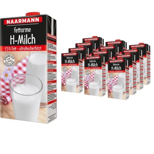 Naarmann Milch fettarme H-Milch 1,5% Fett Haltbare Milch, je 1 Liter, 12 Stück + pufai von Pufai