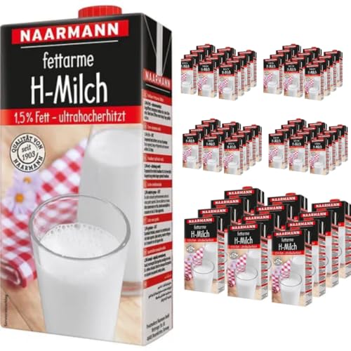 Naarmann Milch fettarme H-Milch 1,5% Fett Haltbare Milch, je 1 Liter, 60 Stück + pufai von Pufai