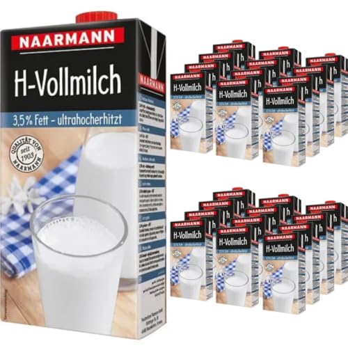 Naarmann Milch fettarme H-Milch 3,5% Fett Haltbare Milch, je 1 Liter, 24 Stück + pufai von Pufai