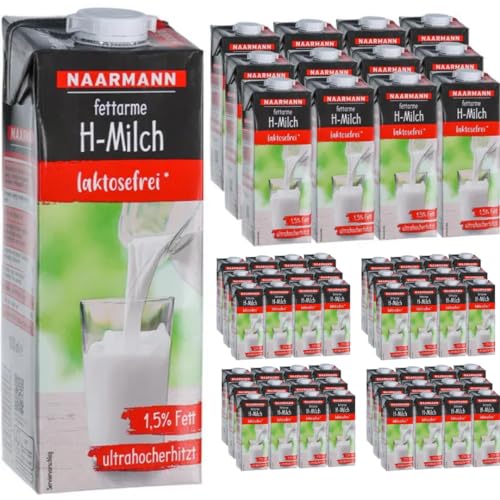 Naarmann Milch laktosefreie H-Milch 1,5% Fett Haltbare Milch, je 1 Liter, 60 Stück + pufai von Pufai