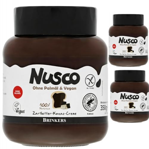 Nusco Zartbittercreme ohne Palmöl & Vegan Creamy 350 gramm x 3 STÜCK von Pufai