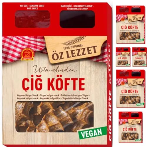 Öz Lezzet vegane Fleischbällchen Rohe Fleischbällchen nach türkischer Art Cig Köfte Veganer Bulgur Snack 340g x 6 Packungen von Pufai