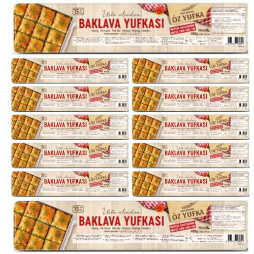 Öz Yufka Bakalava Teig Filoteig hauchdünn 15 Stück 480 g x 12 Packungen von Pufai