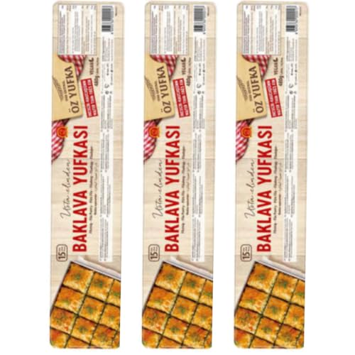 Öz Yufka Filo-Teigblätter für Baklava Teigblätter Täglich frischer Teig Frisches Gebäck, Filoteig 480 Gramm x 3 Packungen mit Pufai Grocery von Pufai