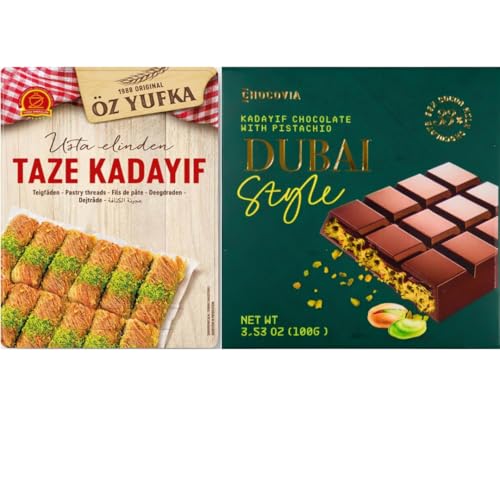 OZYUFKA FRISCHE Kadayıf Kadaifi für Dubai Schokolade 400 Gramm, Chocovia Dubai Schokolade 100 Gramm von Pufai