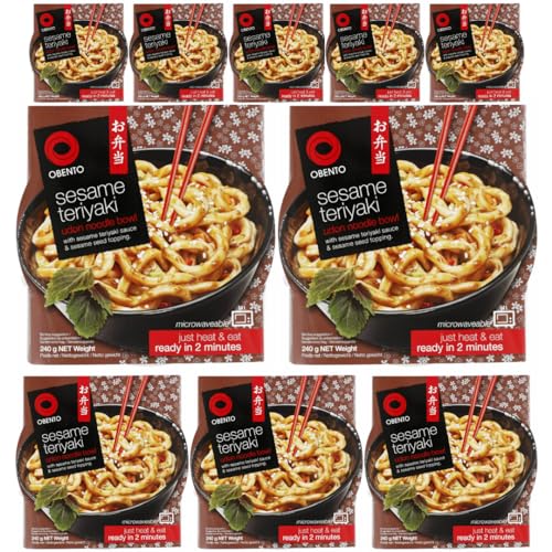 Obento Sesame Teriyaki Udon Noodle Bowl 240 Gramm x 5 Stück mit Pufai Grocery von Pufai