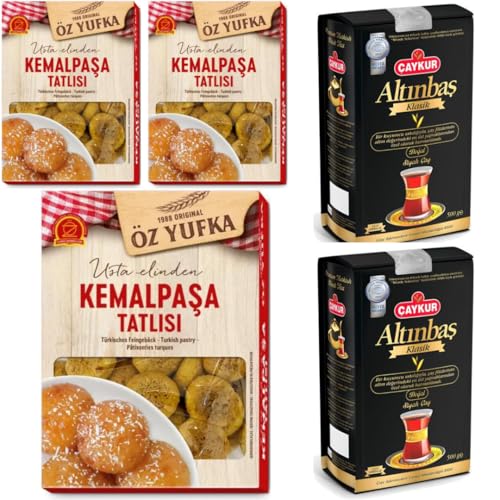 Oz Yufka, Kemalpasa Käsedessert Dessert Köstliches praktisches Dessert 130 Gramm x 3 Packungen + 2 Packungen Tee x 500 Gramm mit Pufai Grocery von Pufai