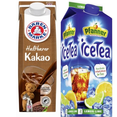 Mit Pufai Grocery, Bärenmarke haltbarer Kakao 1,8% 1000 Mililiter + Pfanner Ice Tea Eistee Zitrone-Limette 2000 milliliter x 1 STÜCK von Pufai