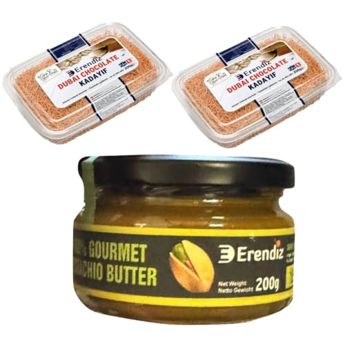 Pufai 100% Pistazienpaste 200 Gramm, Geröstet Kadaifi, Teigstrang, spezielles für Dubai-Schokolade Kadayıf, Engelshaar 200 Gramm x 2 Packs von Pufai