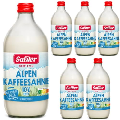 Saliter Alpen Kaffeesahne 10% Fett 500 Gramm x 6 Packungen von Pufai