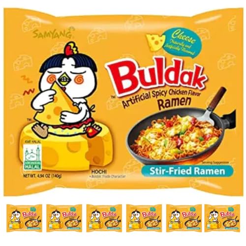 Sam Yang Buldak Noodles Nudeln CHEESE Hot chicken flavor Ramen 140g x 7 STÜCK von Pufai