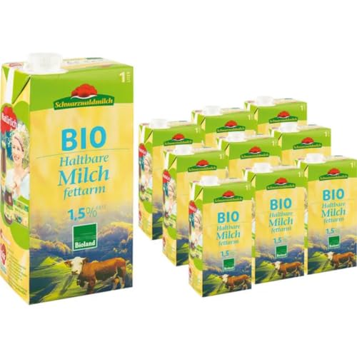 Schwarzwaldmilch Milch fettarme H-Milch 1,5% Fett, Haltbare Milch, je 1 Liter, 12 Stück+ pufai von Pufai